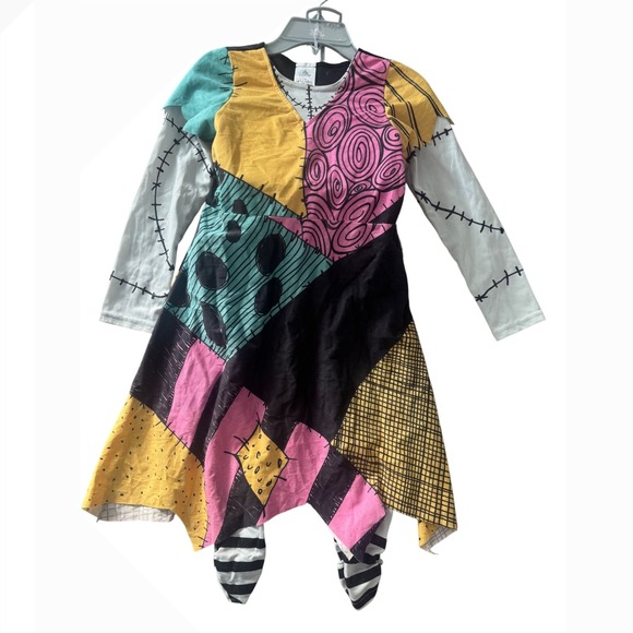 Disney Sally Nightmare Before Christmas Costume Dress Leggings Girls‎ 7/8 - Picture 4 of 11
